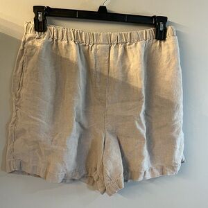 Women's Casual %100Linen Shorts - Cream